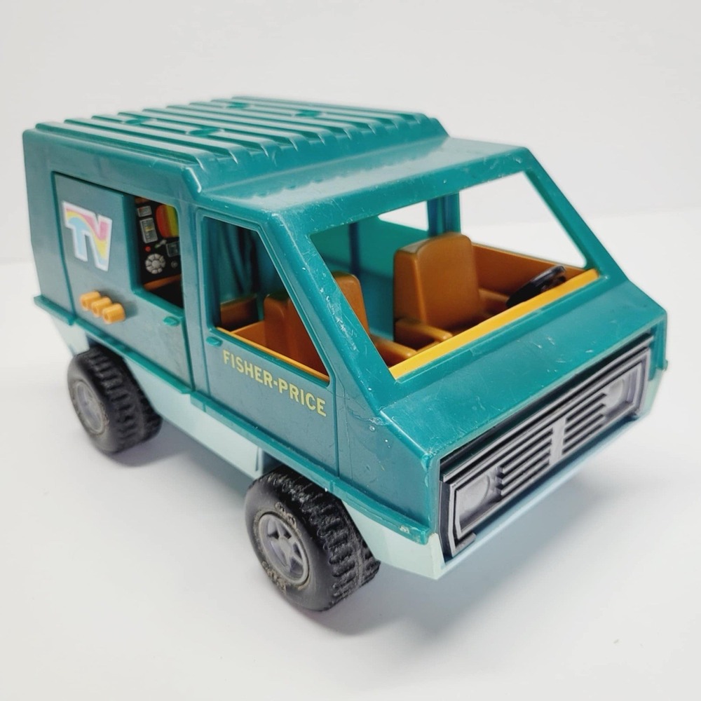 Vintage 1977 Fisher Price Adventure‎ People Mobile TV Unit 309 Van Blue